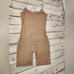 naked wardrobe the nw scoop em' up romper - taupe (L)